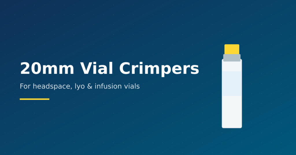 20mm vial crimper tool for sealing headspace, lyophilization, and infusion vials