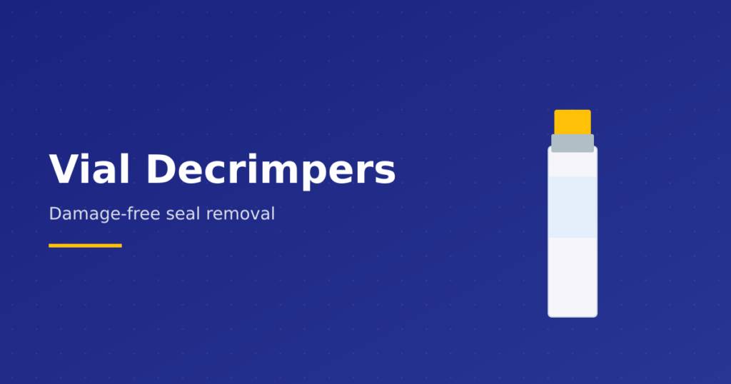 Vial decrimper tool for safely removing crimped aluminum seals from pharmaceutical vials