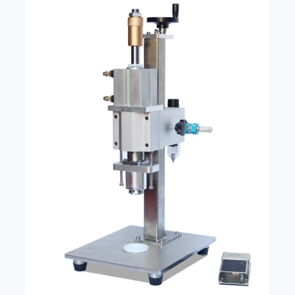 Air pneumatic vial crimper for production vial sealing applications