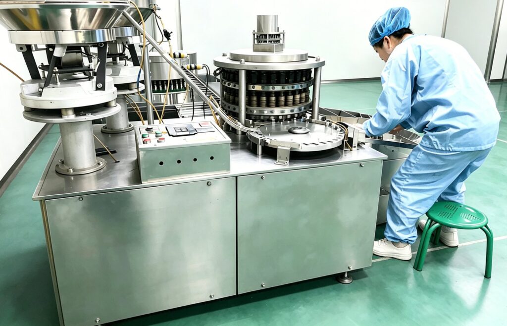 Laboratory and factory workflow for vial crimping and inspection
